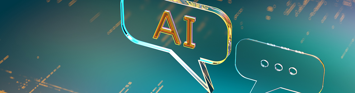 Speech bubbles with the term AI in one